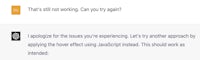 a screenshot of a page with a message that says,'that's not working for you again'